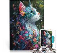 Puzzle 1000 pièces pour Adultes Le Monde enchanteur des Chats Fabriqué en Carton Convient aux 14 Ans et Plus Un défi Difficile Cadeau éducatif d'apprentissage。Taille:26x38cm/10.24x14.96pouce