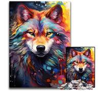 Puzzle 1000 pièces pour Adultes : Le psychédélisme coloré de Space Wolf Puzzle en Bois Casse-tête à Faire soi-même Jeu Familial idéal ou Cadeau décoratif 1000 pièces (75x50cm)
