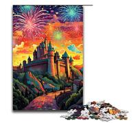 Puzzle 1000 pièces pour Adultes Le psychédélisme coloré du château de Carcassonne Jeu de Puzzle Décoration Parfaite pour Les Adolescents de 14 Ans et Plus 75x50cm