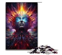 Puzzle 1000 pièces pour Adultes Le psychédélisme coloré du Dieu de l'univers. Puzzle Familial Amusant avec Affiche et fiche de Questions réponses Assorties. 75 x 50 cm.