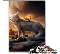 Puzzle 1000 pièces pour Adultes Le Renard et l'Écureuil Puzzles en Carton, pour Anniversaire, Vacances, Noël, Halloween, Cadeau 1000 pièces(26x38cm)
