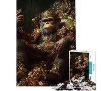 Puzzle 1000 pièces pour Adultes Le Roi Singe sur Son Trône d'or Stimule Le Cerveau Activités familiales Jeu de détente À partir de 14 Ans (50x75cm)