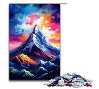 Puzzle 1000 pièces pour Adultes Le Sommet d'une Montagne est entouré d'éclaboussures Beaucoup de Puzzles colorés pour Adultes Puzzle en Bois Jeu Stimulant 75 x 50 cm