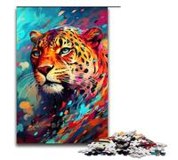 Puzzle 1000 pièces pour Adultes : Léopard dans Le cratère entouré d'éclaboussures Un Jeu de Puzzle idéal pour Toute la Famille (75 x 50 cm)