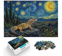 Puzzle 1000 pièces pour Adultes, Leopard Gecko on Rock, Starry Night