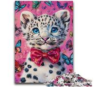 Puzzle 1000 pièces pour Adultes Léopard Noir et Blanc pour Les 14 Ans et Plus pour Le Plaisir en Famille et Les soirées de Jeux Jouets Cadeaux 26x38cm