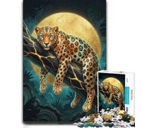 Puzzle 1000 pièces pour Adultes, Leopard on a Cracked Branch Under The Moon | Un cadeau pour passionné de puzzles pour les moments festifs, pour une pause sans écran.