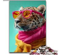 Puzzle 1000 pièces pour Adultes Léopard Portant Un Foulard, à partir de 14 Ans Un Jeu Stimulant à Offrir à Toute la Famille et aux Amis (Dimensions 50x75cm)