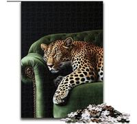 Puzzle 1000 pièces pour Adultes Léopard sur Le canapé Puzzles stimulants Œuvre d'art Décor Jouet Intelligent pour Jeux d'intérieur en Famille (Taille 26x38cm)