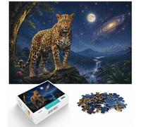 Puzzle 1000 pièces pour Adultes, Leopard Under The Stars | Pour les longues séances de puzzle : ce puzzle pour adultes de 1000 pièces offre une pause loin des écrans.