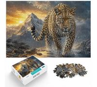 Puzzle 1000 pièces pour Adultes, Leopard Walking in The Rain Under The Moon | Pour les journées calmes de Noël : ce puzzle 1000 pièces pour adultes convient aux longues soirées de décembre.
