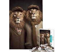 Puzzle 1000 pièces pour Adultes Les frères Lions Hipster Un défi à relever Jeu de découpe de précision pour Toute la Famille à partir de 14 Ans (50x75cm)
