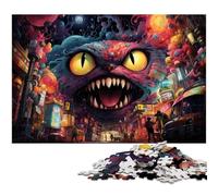 Puzzle 1000 pièces pour Adultes Les Monstres Viennent dans la Ville colorée Défi éducatif Anti Stress Difficile 1000 pièces (75 x 50 cm)