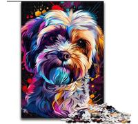 Puzzle 1000 pièces pour Adultes Lhassa Apso Dog Art Puzzle en Carton, Casse-tête Haute difficulté pour Adolescents 1000 pièces(26x38cm)