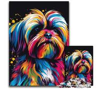 Puzzle 1000 pièces pour Adultes Lhassa Apso Dog Art Puzzles impossibles pour Adultes Parfait pour Les Cadeaux d'anniversaire, de Noël et d'halloween 26x38cm/10,23x14,96 Pouces
