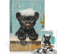 Puzzle 1000 pièces pour Adultes L'heure du Bain de Black Panther Jouets de Divertissement Familial Jeu de défi Unique 38x26cm