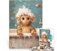 Puzzle 1000 pièces pour Adultes L'heure du Bain des singes Jouets éducatifs d'apprentissage Jouets de décoration pour la Maison 75x50cm