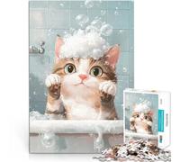 Puzzle 1000 pièces pour Adultes L'heure du Bain du Chat Défi Difficile pour soulager Le Stress Super Cadeau 38x26cm