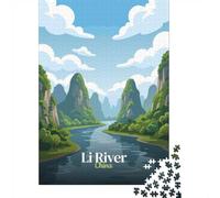 Puzzle 1000 pièces pour Adultes, Li River China Landscape Illustration