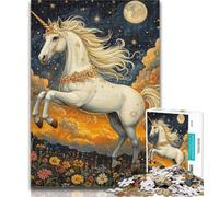 Puzzle 1000 pièces pour Adultes Licorne Blanche 1000 pièces pour Adolescents, Jeux éducatifs, décoration d'intérieur, Cadeau d'anniversaire, Cadeaux, Art Mural 50x75cm
