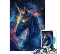 Puzzle 1000 pièces pour Adultes Licorne étoilée Majesté Puzzles pour Adolescents Vacances à la Maison Tuer Le Temps Liste de souhaits avec Le Père Noël Cadeau d'anniversaire Unique (Taille 50x75cm)