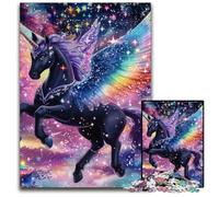 Puzzle 1000 pièces pour Adultes Licorne Noire, Puzzles en Bois, Jeux, Jouets, Cadeaux d'anniversaire Uniques pour Les Enfants de 14 Ans et Plus, 50x75cm