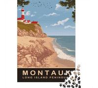 Puzzle 1000 pièces pour Adultes, Lighthoue on Montauk | Pour le temps libre à la maison : ce puzzle 1000 pièces pour adultes offre un loisir calme à la maison.