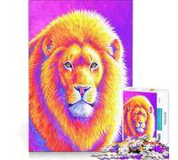 Puzzle 1000 pièces pour Adultes Lion Arc-en-Ciel au Coucher du Soleil décoration Murale pour s'amuser en Famille Cadeau d'anniversaire Cadeau de Voyage 38x52cm