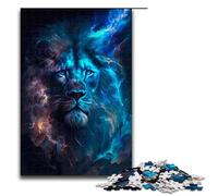 Puzzle 1000 pièces pour Adultes Lion céleste Bleu Un Puzzle Familial Amusant avec Poster et fiche d'informations Assortis 75x50cm