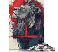 Puzzle 1000 Pièces pour Adultes Lion Chrétien Créatif Rectangulaire en Bois Amis et Famille 1000 Pièces (75x50cm)