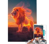 Puzzle 1000 pièces pour Adultes Lion de feu Roi de la Savane Difficile et Stimulant pour s'amuser en Famille Jeux Amusants pour Les 14 Ans et Plus 38x26cm