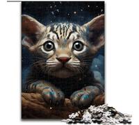 Puzzle 1000 pièces pour Adultes, Lion de la Nuit étoilée, activité à Domicile pour Les Vacances, Les Anniversaires et Les soirées de Jeux en Famille (Taille : 50x75cm)