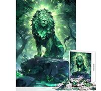 Puzzle 1000 pièces pour Adultes Lion d'émeraude épique Décoration intérieure Jouet Idée Cadeau Jeu Relaxant Activités ludiques à la Maison Dimensions 50x75cm