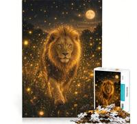 Puzzle 1000 pièces pour Adultes Lion d'or dans Un rêve de lucioles, Jeu Impossible, Analyse et logique, renforce l'amour Entre Les Couples 50x75cm