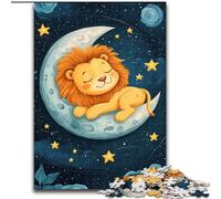 Puzzle 1000 pièces pour Adultes Lion endormi Jeu de Puzzle pour Adultes Cadeau Jeu interactif Familial Défi cérébral Cadeau 50x75cm