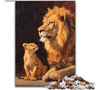 Puzzle 1000 pièces pour Adultes Lion et Petit, Jeu de décoration à Faire soi-même, Jouet interactif Familial 50x75cm