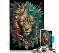 Puzzle 1000 pièces pour Adultes Lion indigène Fait de Bois Convient aux 14 Ans et Plus Jeu de Puzzle Offert en Cadeau à Toute la Famille。Taille：50x75cm/19.68x29.52pouce