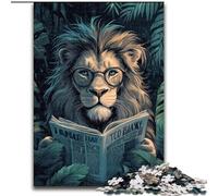 Puzzle 1000 pièces pour Adultes Lion lisant Un Journal Puzzle 1000 pièces pour Adultes pour Anniversaires, Vacances et Occasions spéciales (Taille 26x38cm)