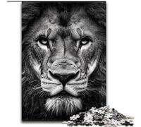 Puzzle 1000 pièces pour Adultes Lion Noir et Blanc Convient aux 14 Ans et Plus Jeu éducatif pour Anniversaire et Noël (Taille 26x38cm)