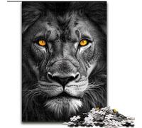Puzzle 1000 pièces pour Adultes Lion Noir et Blanc, Jouet éducatif et décompressant, idéal comme Cadeau pour Toute la Famille (Taille 26x38cm)