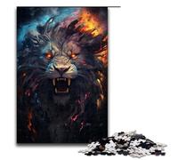 Puzzle 1000 pièces pour Adultes Lion psychédélique coloré du Futur Puzzles en Bois Jeu éducatif pour Adultes Jouet de défi 1000 pièces (75 x 50 cm)