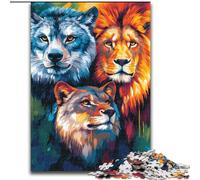 Puzzle 1000 pièces pour Adultes Lion Tigre Loup Puzzle 1000 pièces Jeu interactif Familial, Cadeau Stimulant pour Les Cerveaux (Taille 50x75cm)