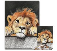 Puzzle 1000 pièces pour Adultes Lion Triste Puzzles en Carton pour 14 Ans et Plus Difficile à Terminer mais Amusant et Humoristique Cadeau d'anniversaire 26X38CM