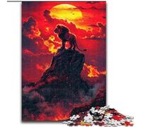 Puzzle 1000 pièces pour Adultes Lions au Coucher du Soleil, idéal pour Les Amoureux, Cadeau Parfait pour Noël, Le Nouvel an, la Saint-Valentin (Taille : 50x75cm)