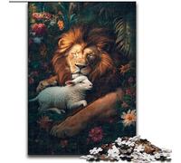 Puzzle 1000 pièces pour Adultes Lions et agneaux, Parfait pour s'amuser en Famille à Noël, Thanksgiving, Les Anniversaires et Pâques (Taille 50x75cm)