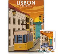 Puzzle 1000 pièces pour Adultes - Lisbonne, Portugal - Tramway - Jeu éducatif - Niveau de difficulté élevé - Dimensions 50x75cm
