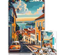 Puzzle 1000 pièces pour Adultes Lisbonne Portugal Ville 1000 pièces pour Adultes Cadeaux, Jouets Jeux éducatifs Anti-Stress Décoration Murale 75x50cm