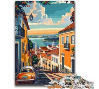 Puzzle 1000 pièces pour Adultes Lisbonne Portugal Ville Jeu éducatif Familial Décoration Murale Cadeaux d'anniversaire et de Noël Uniques (Taille 50x70cm)