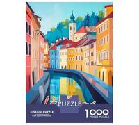 Puzzle 1000 Pièces pour Adultes Ljubljana, Slovenia Cityscape Puzzle Casse-tête Difficile, Idéal comme Cadeau pour Toute La Famille 38x26cm/1000pcs