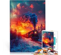 Puzzle 1000 pièces pour Adultes Locomotive rétro Défi Difficile pour soulager Le Stress Offrir en Cadeau à Toute la Famille 38x26cm